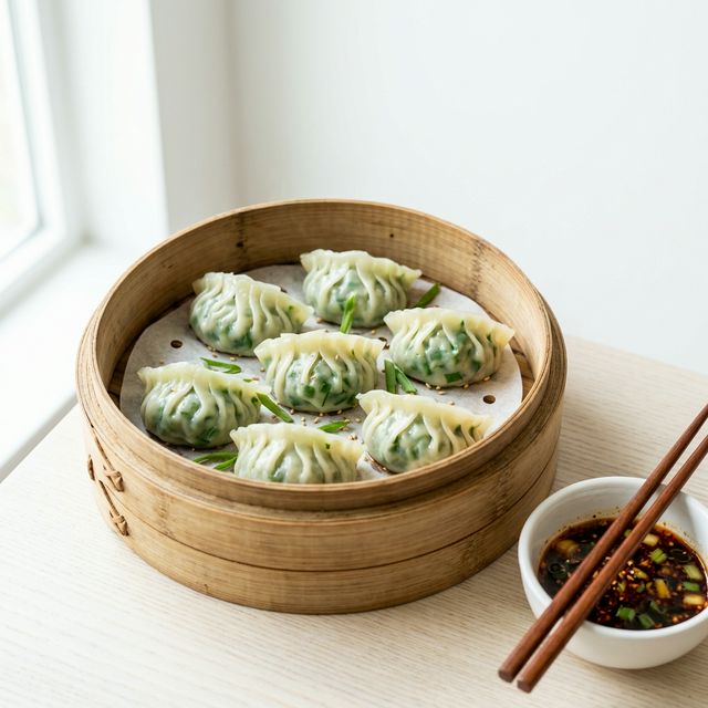 Steamed garlic chive dumplings